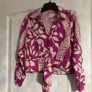 Floral Pink and Cream Women's Top